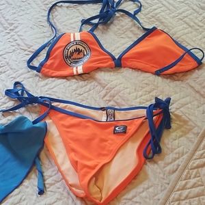 Vintage NY mets bathing suit bikini with sarong